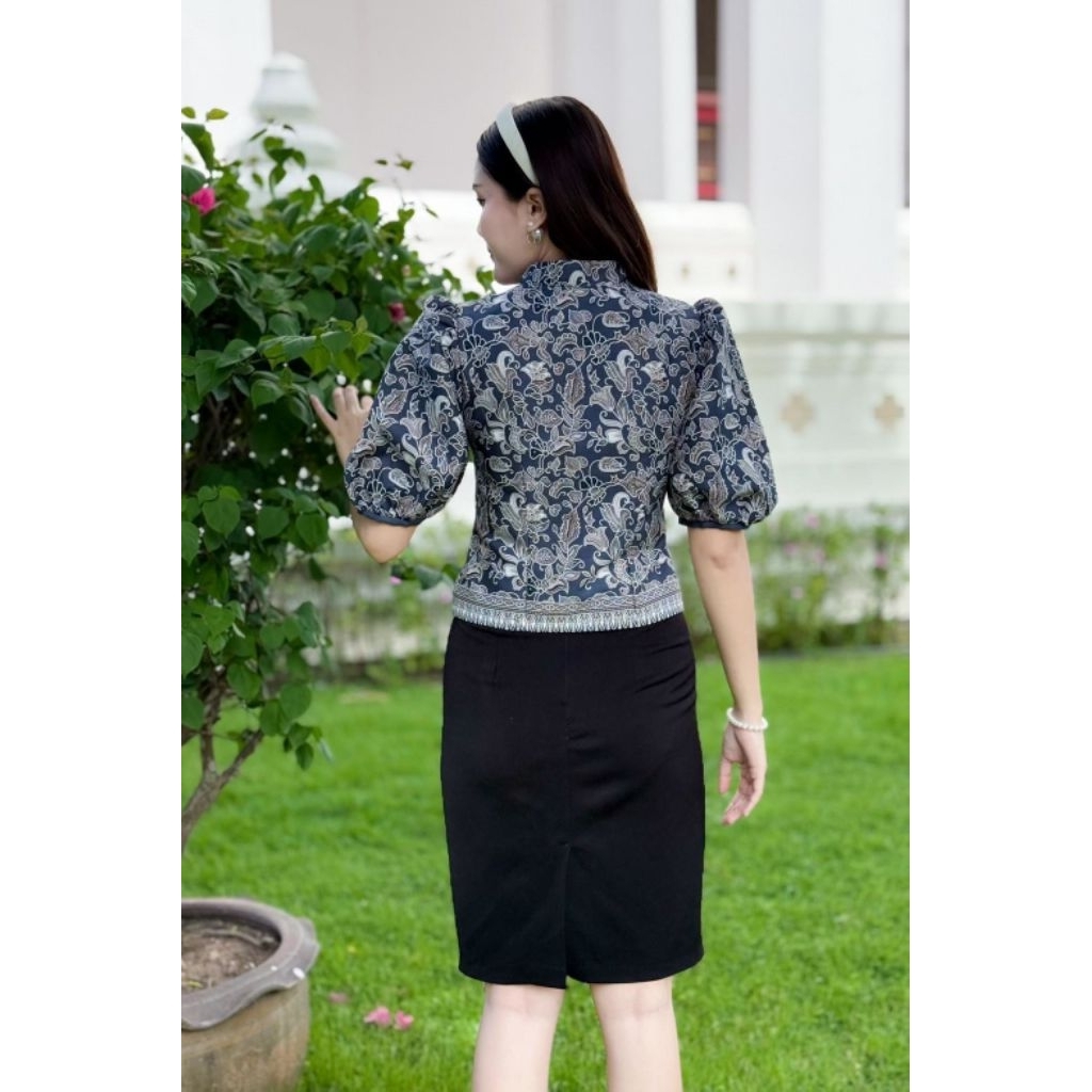 เสื้อผ้าคอตตอลลายดอกไม้ ผ้าใส่สบายงานอัดกาวทั้งตัวเนี้ยบมากใส่ออกงานได้ค่ะ - รูปที่ 2