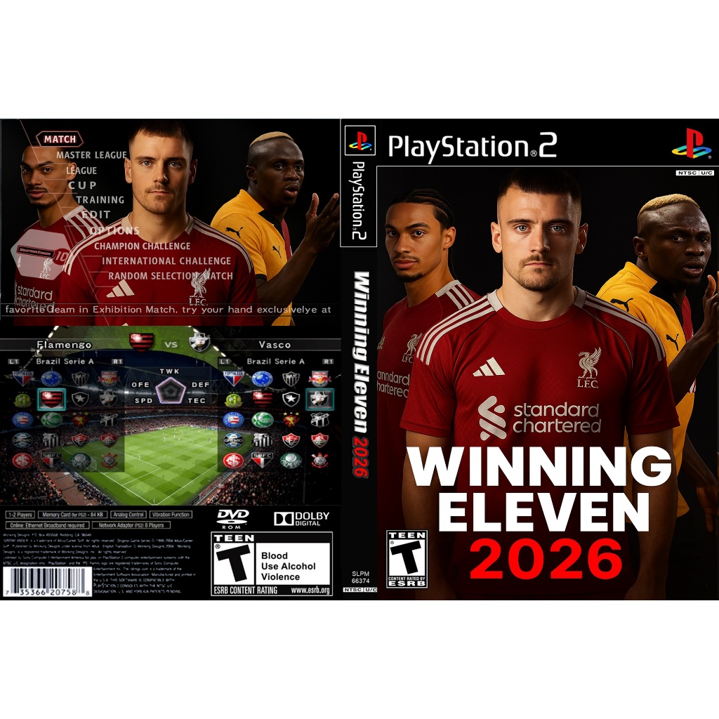 แผ่นเกมส์ PS2 Winning Eleven 2026 สกรีนแผ่น คุณภาพ ส่งไว (DVD)