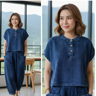 เสื้อผ้าฝ้าย เสื้อคอจีน เสื้อพื้นเมือง เสื้อม่อฮ่อม แขนเลยไห…