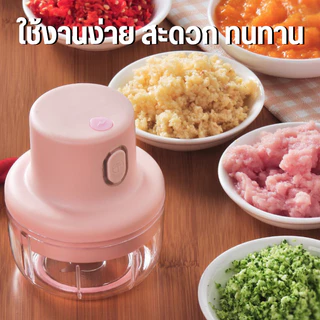 เครื่องครัวอเนกประสงค์：เครื่องบดไฟฟ้าไร้สาย 250ml สำหรับกระเทียม พริก หมูสับ อาหารเด็ก ชาร์จ USB รวดเร็ว