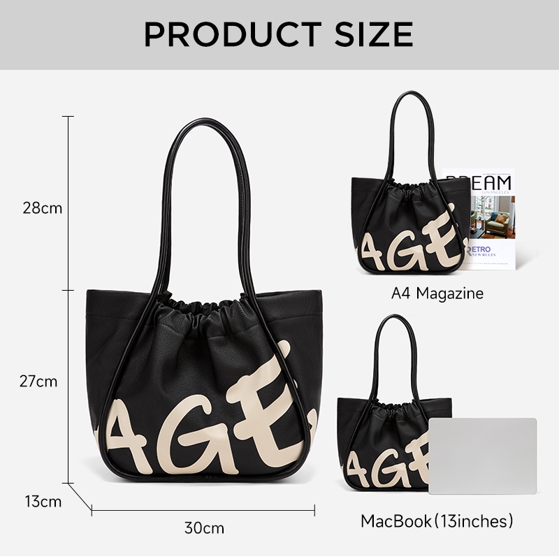 AGEFREE Lumo สำหรับผู้หญิง ไม่จำกัดอายุ กระเป๋าสะพายไหล่ กระเป๋าถือ กระเป๋าโท้ท ความจุขนาดใหญ่ พิมพ์ - 3