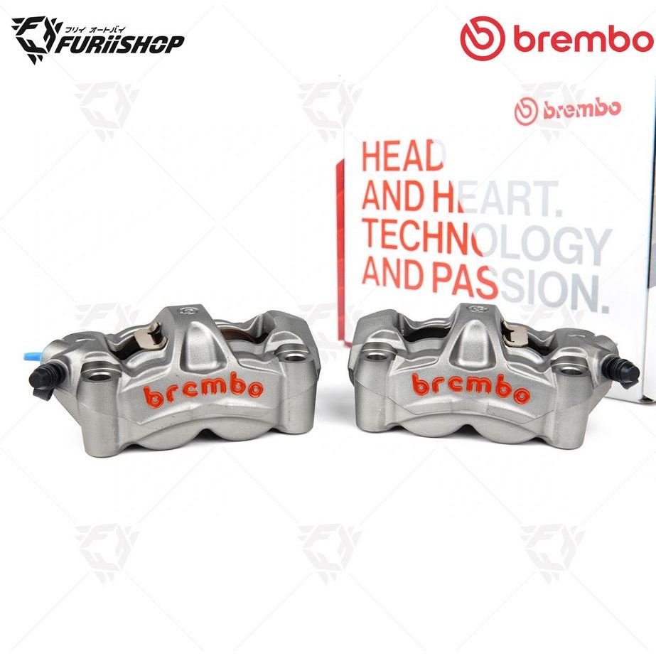 [ M50 ซ้าย ] ปั๊มเบรคล่าง Brembo M50 เทาโลโก้แดง ขนาด 100 mm.