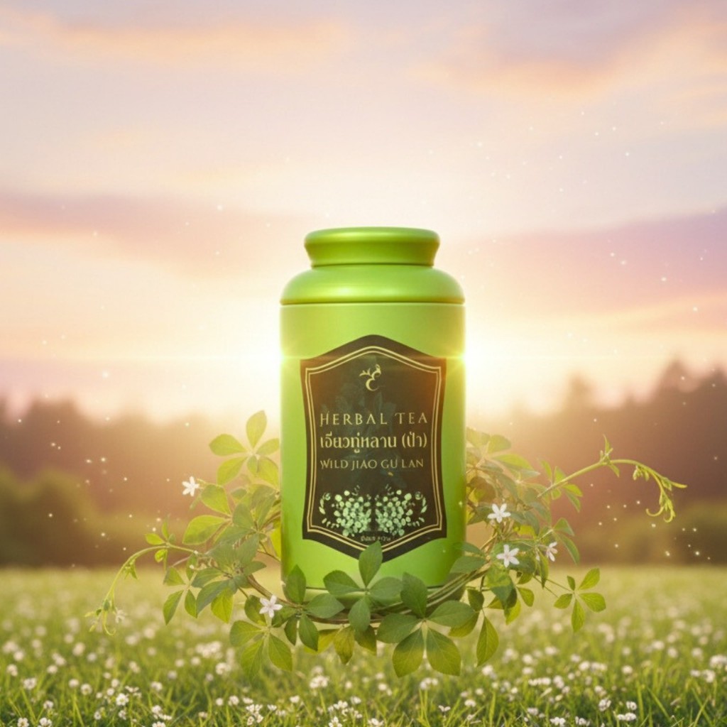 Wild Jiao Gu Lan Herbal Tea เจียวกู่หลาน 7 ใบ ตรา ชาไทยมรกต (Emerald Thai Tea)