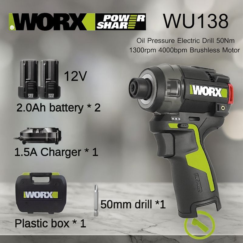 WORX WU138 พร้อมใช้ สว่านระบบส่งกำลังแรงกระแทกด้วยน้ำมัน 12V (Oil Pulse หรือ Hydraulic Impact Driver