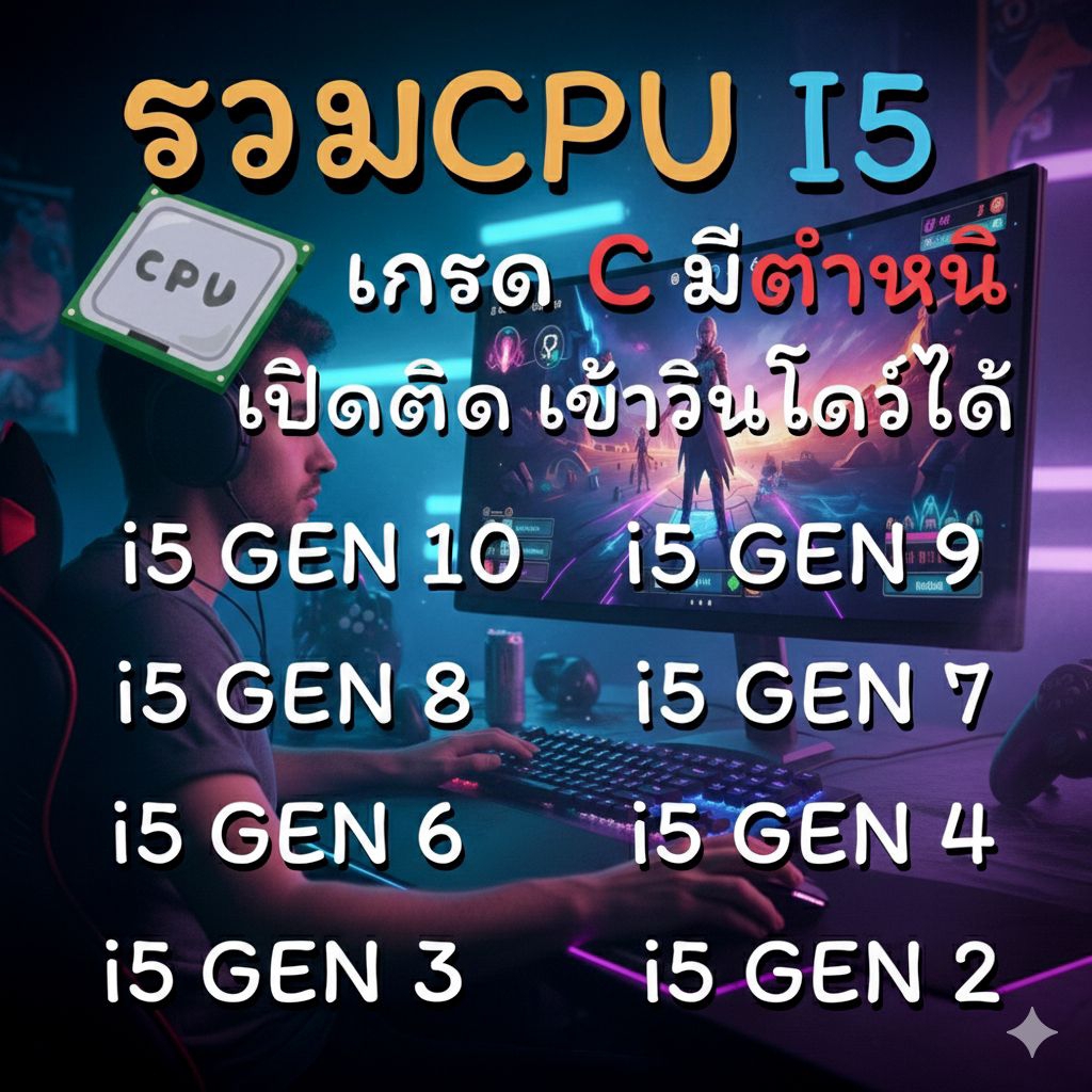 i5 Gen8 Gen9 Gen10 Gen11 CPUเกรดB-Cเทสเเล้วเปิดติด