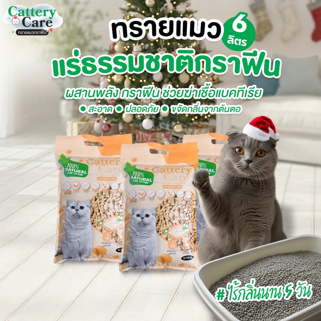 Cattery Care ทรายแมวกราฟีนสูตรแร่ธรรมชาติ ดูดซับกลิ่นนาน 5 วัน ขนาด 6 ลิตร