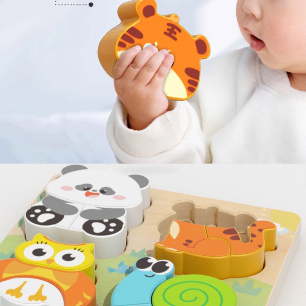 KiKi 4 in 1 ของเล่นจิ๊กซอว์ไม้รูปสัตว์ ของเล่นเสริมพัฒนาการสำหรับเด็กเล็ก ของขวัญสำหรับเด็กทั้งชายและหญิง - รูปที่ 7