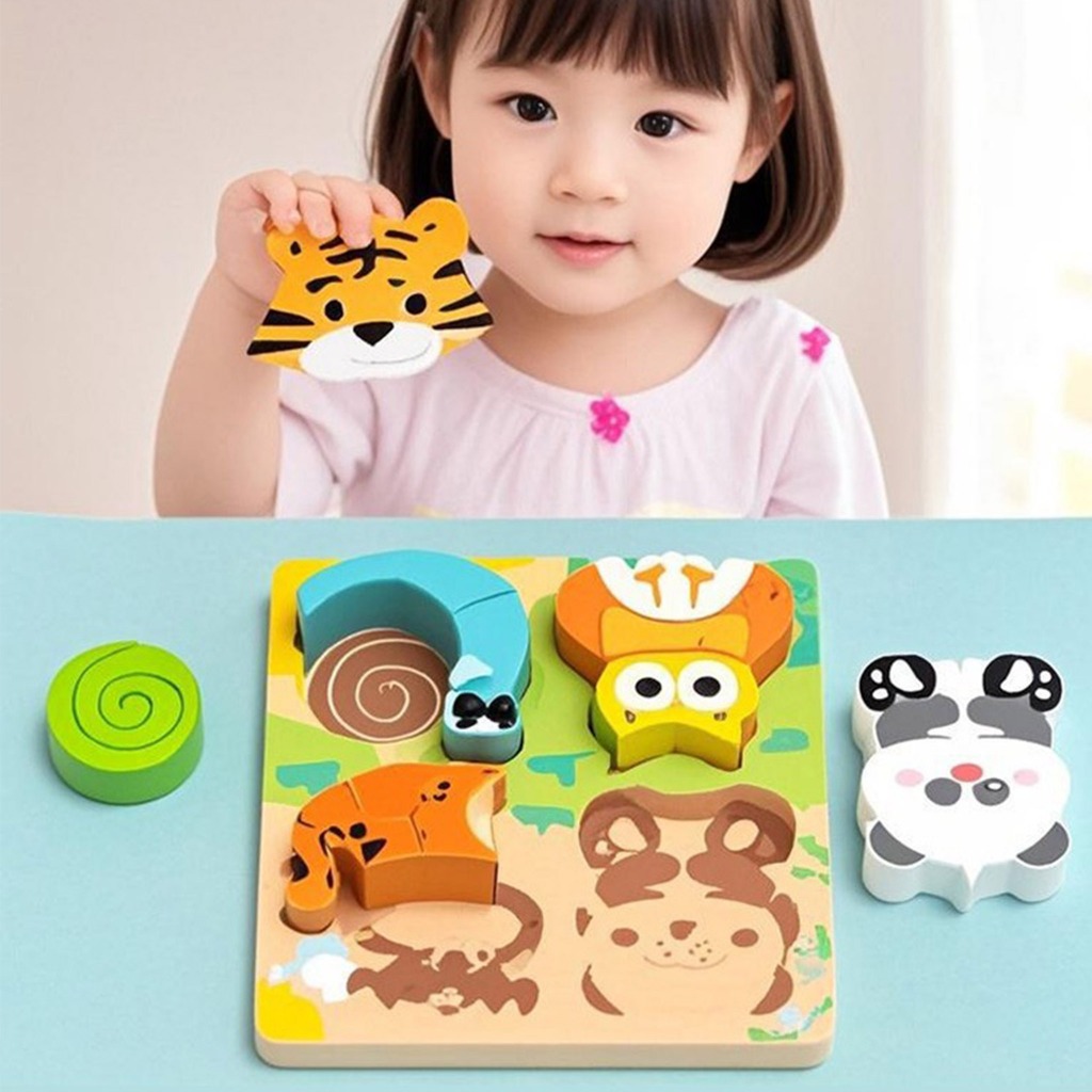 KiKi 4 in 1 ของเล่นจิ๊กซอว์ไม้รูปสัตว์ ของเล่นเสริมพัฒนาการสำหรับเด็กเล็ก ของขวัญสำหรับเด็กทั้งชายและหญิง - รูปที่ 4