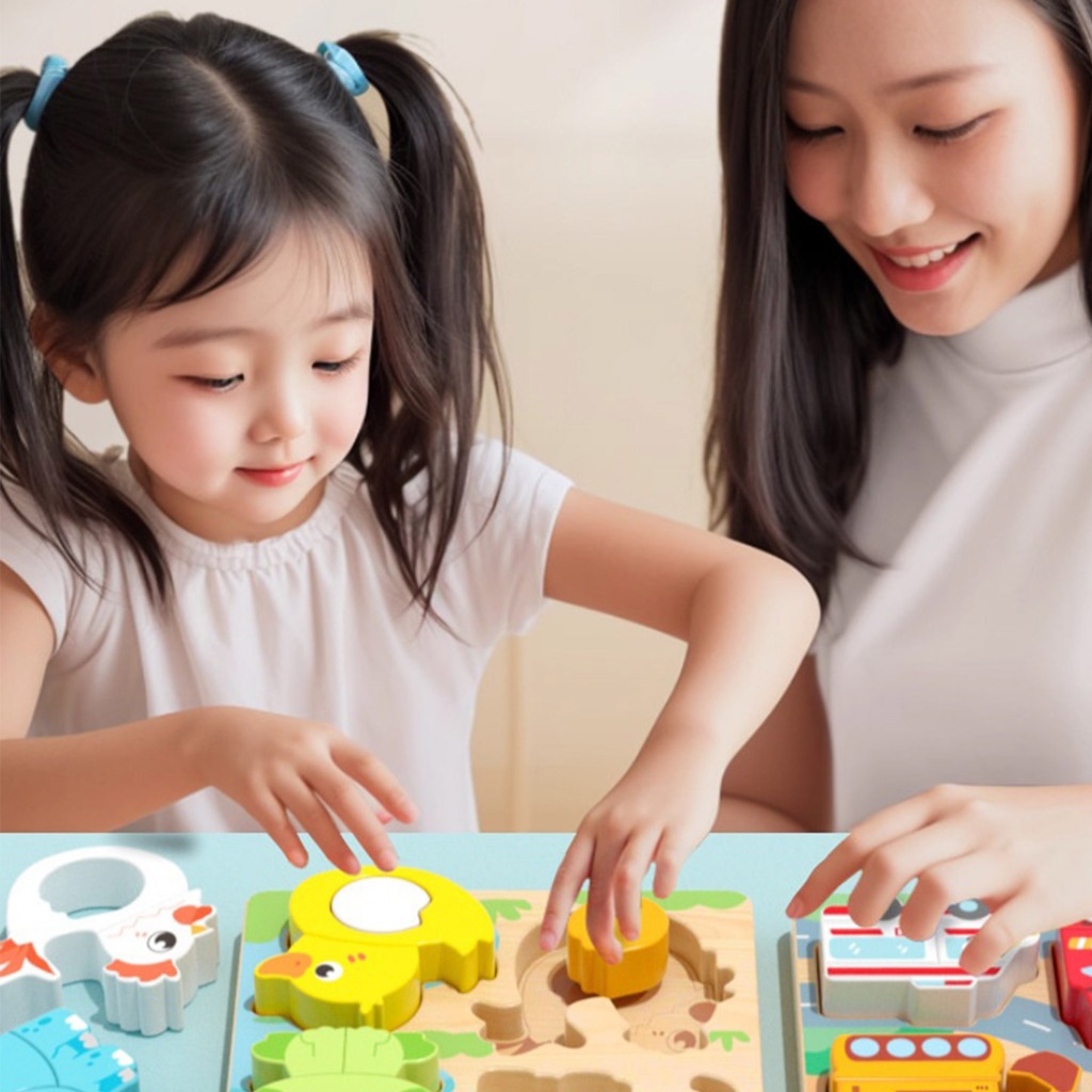 KiKi 4 in 1 ของเล่นจิ๊กซอว์ไม้รูปสัตว์ ของเล่นเสริมพัฒนาการสำหรับเด็กเล็ก ของขวัญสำหรับเด็กทั้งชายและหญิง - รูปที่ 3