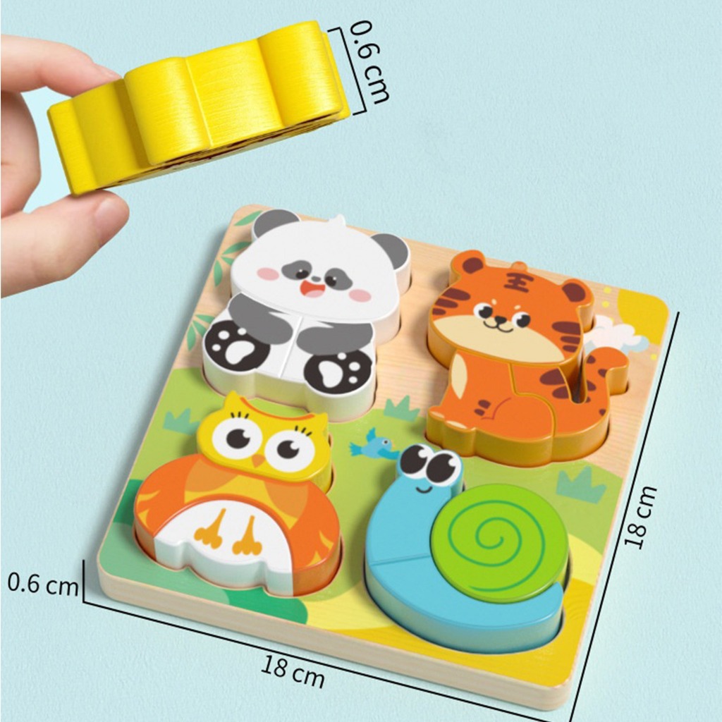 KiKi 4 in 1 ของเล่นจิ๊กซอว์ไม้รูปสัตว์ ของเล่นเสริมพัฒนาการสำหรับเด็กเล็ก ของขวัญสำหรับเด็กทั้งชายและหญิง - รูปที่ 6