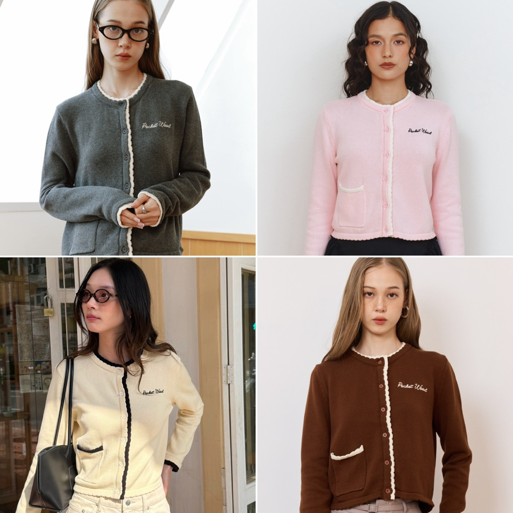 Palmier Cardigan [พร้อมส่ง] เสื้อคาร์ดิแกนแต่งขอบหยัก