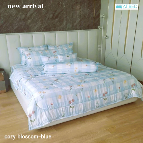 At Bed ชุดผ้าปูและผ้านวม ผ้า Bamboo 100% 1000 เส้นด้าย ลาย cozy blossom-blue thumbnail 3