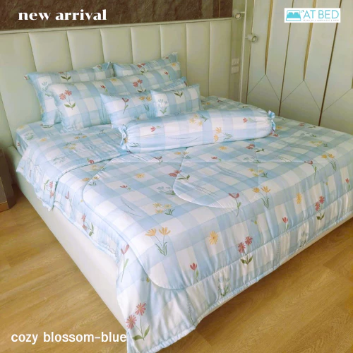 At Bed ชุดผ้าปูและผ้านวม ผ้า Bamboo 100% 1000 เส้นด้าย ลาย cozy blossom-blue thumbnail 4