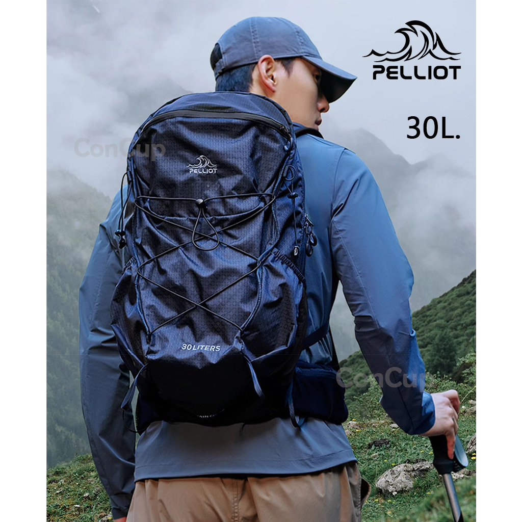 Pelliot กระเป๋าเป้สะพายหลัง 30L Backpack + ถุงคลุมกันฝน เป้เดินป่า ทนทาน