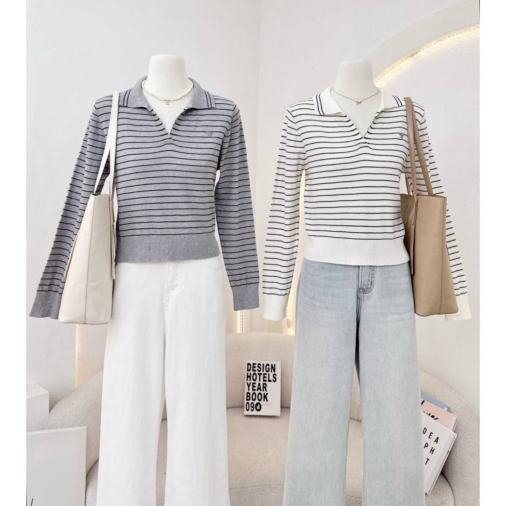 WA YA เสื้อคาดิแกนไหมพรม กระดุมหน้า (2) - รูปที่ 4