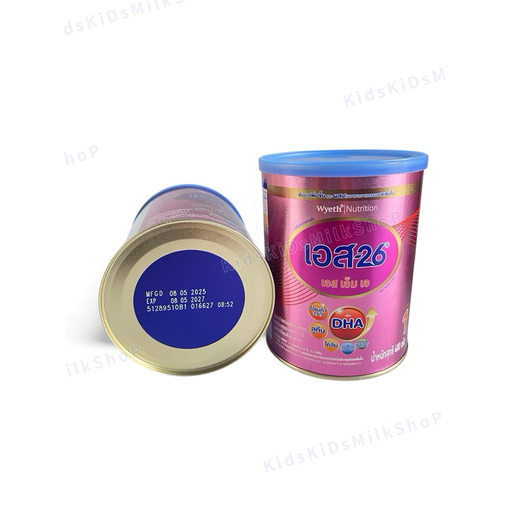 S 26 SMA นมผง เอส 26 เอสเอ็มเอ (ม่วงชมพู) สูตร 1 ขนาด 400 กรัม Exp..8/5/2027