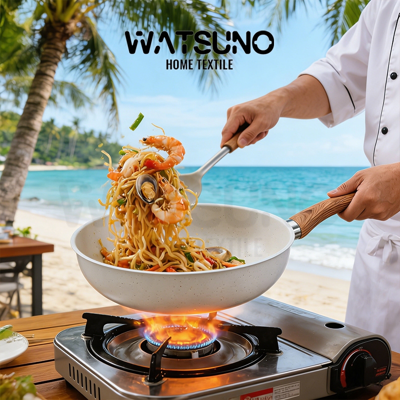 Watsuno.กะทะ กระทะ หินอ่อนก้นลึก กระทะไฟฟ้า กระทะเคลือบหินอ่อน กระทะไม่ติด ทำความสะอาดง่าย หม้อ เหมาะสำหรับเตาทุกประเภท