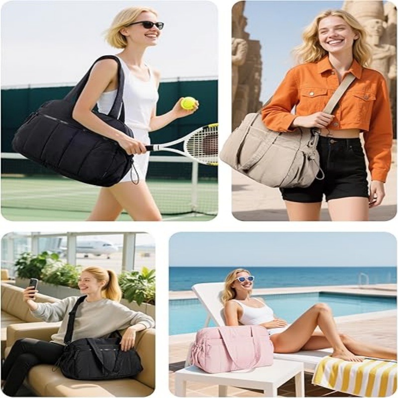 หู กระเป๋าดัฟเฟิลเดินทางสําหรับผู้หญิง,ความจุขนาดใหญ่น้ําหนักเบาสไตล์เมฆกระเป๋าออกกําลังกาย,ทนทานกันน้ําทริปสั้นพร้อมแห้ - รูปที่ 5
