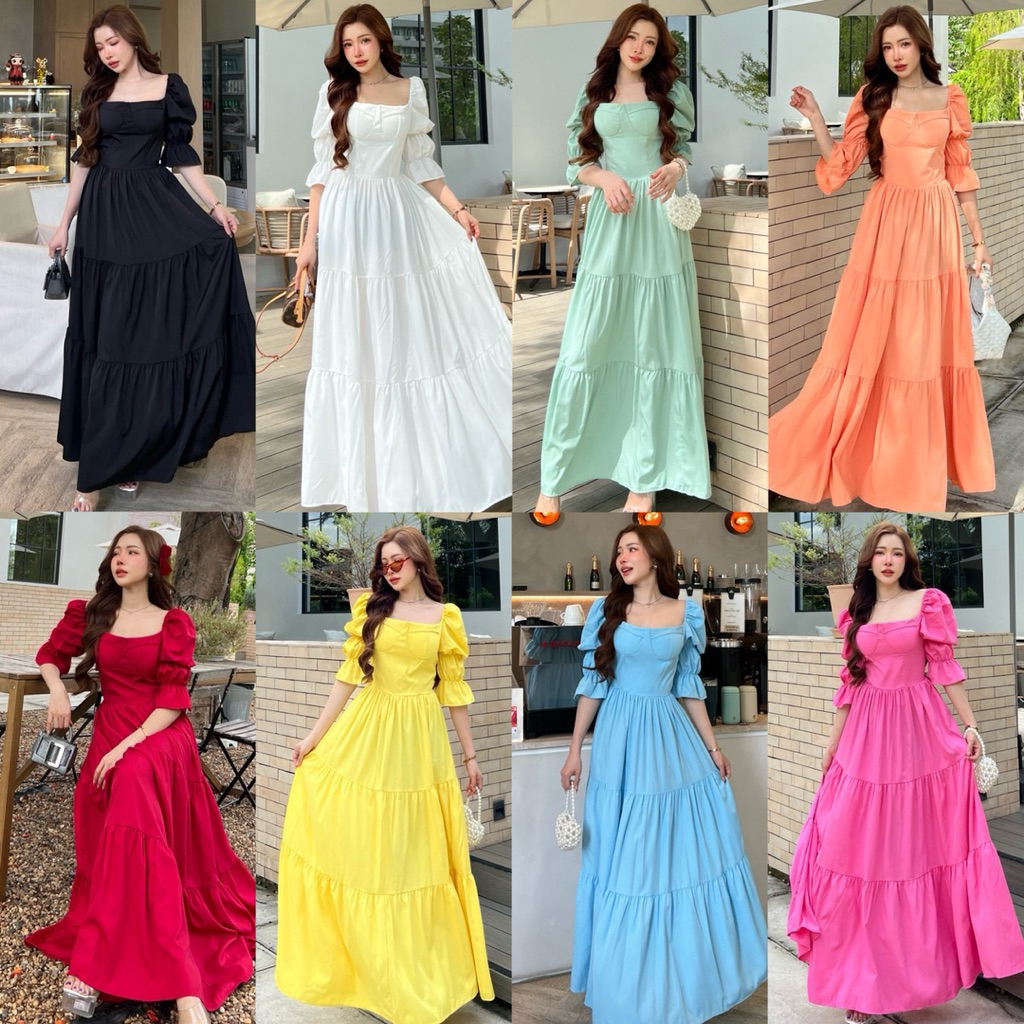 Nunda Style เดรสทรงเจ้าหญิงแขนตุ๊กตา เนื้อผ้าไหมอิตาลี่ งานอลังการมากค่ะ งานสวยจริงไม่ตกตา