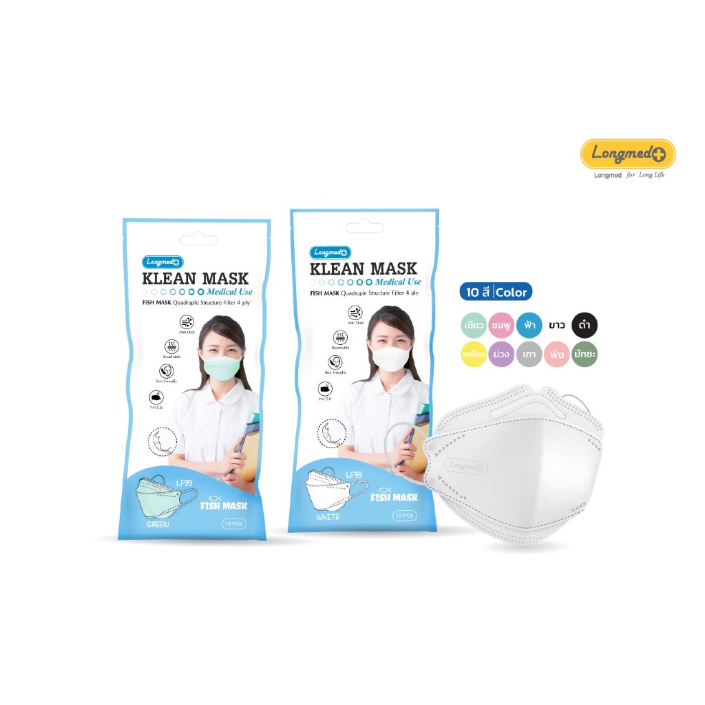 Klean Mask Fish 4ply LF99 คลีนมาส์ก หน้ากากอนามัย Fish 4 ชั้น LF99