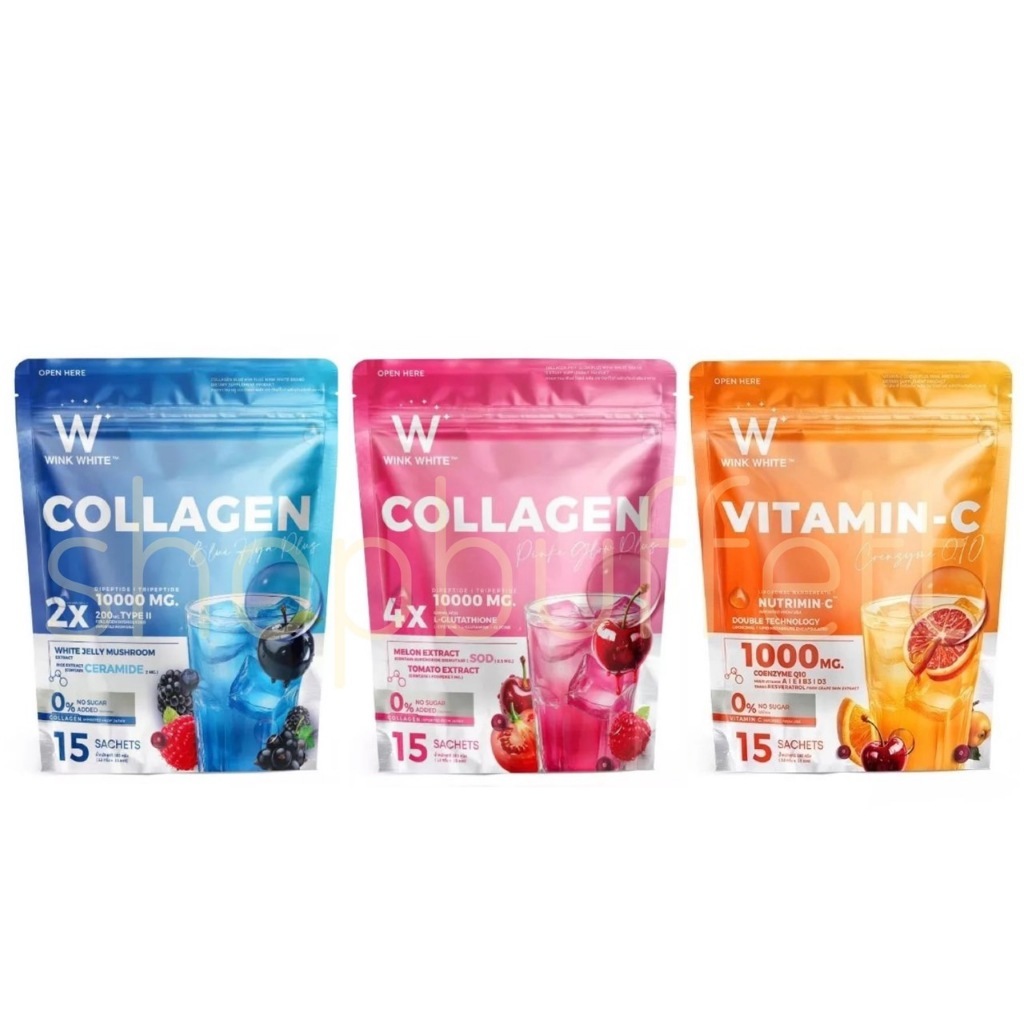 วิ้งค์ไวท์คอลลาเจน Wink White Collagen Blue HYA , Pink Glow , Vitamin C (มีให้เลือก 3 สูตร)