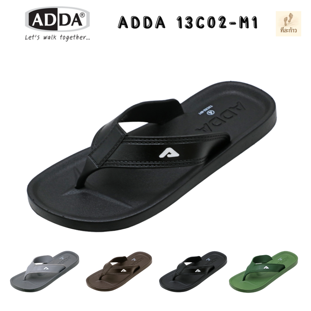ADDA รองเท้าแตะคีบผู้ชาย รุ่น 13C02 แห้งไว ทนทาน ผลิตจาก PVC คุณภาพสูง ไซส์ 7-10
