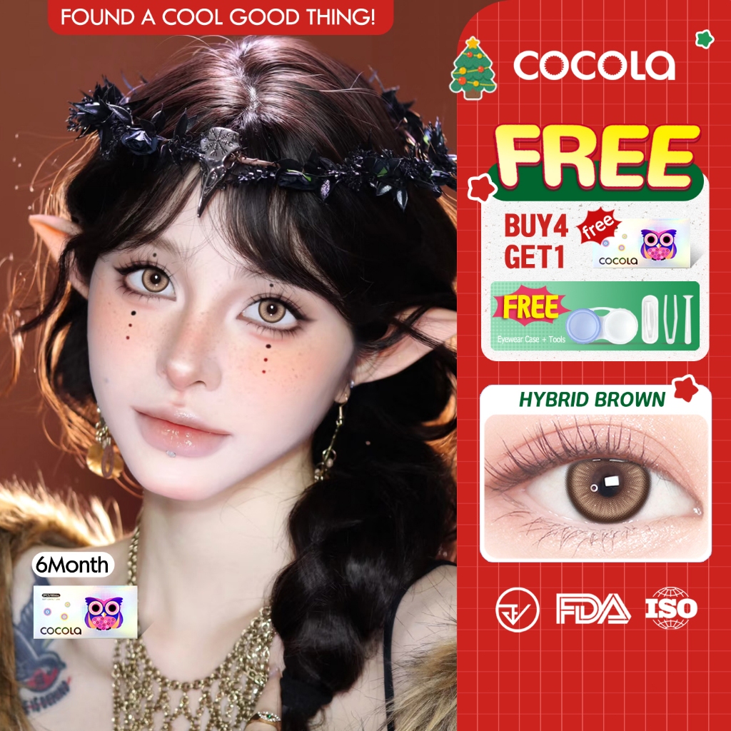 【Buy 5 Get 1 Free】เลนส์ตาโต Brown / purple / Gray (Shining big eyes)เส้นผ่านศูนย์ใหญ่ 🌷 ลายฮิต ขายดีมาก COCOLA,HE250-1