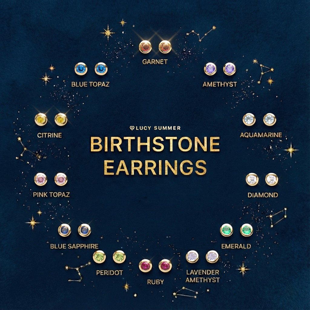 LUCYSUMMER ต่างหูเสริมดวง พลอยประจำวันเกิด Birthstone earrings Silver 925 พลอย cz ขนาด 3 มม. Unisex
