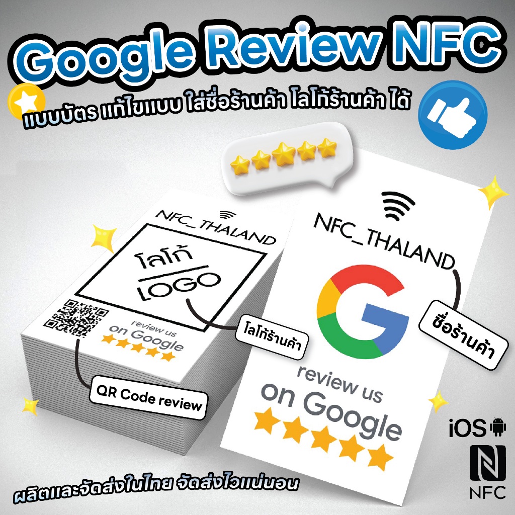 บัตร,อะคริลิคตั้งโต๊ะ รีวิวสถานที่ Google Review / Google Map  NFC Card