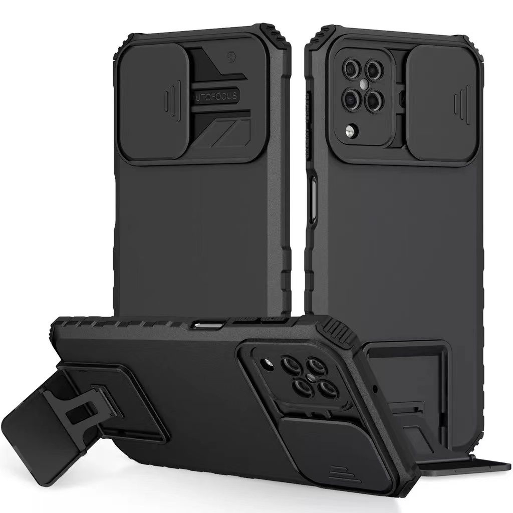 🔥ส่งตรงจากไทย🔥เคสกันรอยกล้อง มีขาตั้ง Samsung A12 M12 A22 A22 5G A02S A03S A02 M02 A03 เคสสไลด์ปิดกล้อง กันกระแทก