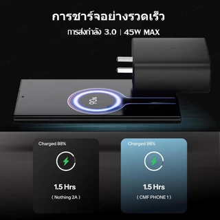 Taokinall ชุดชาร์จเร็ว 45W 25W Type-C to C สายชาร์จเร็ว+ หัวชาร์จเร็วสำหรับ ใช้ได้กับหัวชาร์จ Type-C ทุกประเภท