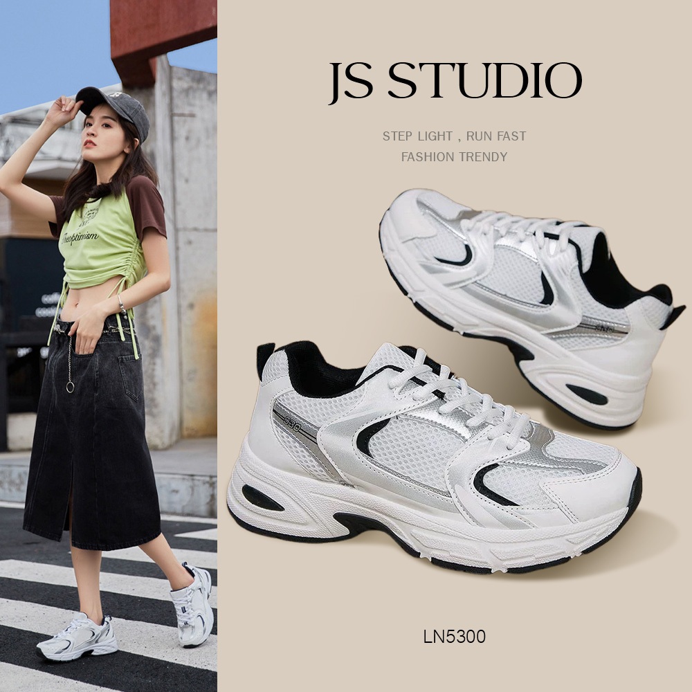 JS.Studio LN5300 รองเท้าผ้าใบ ทรงสปอร์ต ไซส์ใหญ่ 36-45 รองเท้ากีฬาลำลอง ใส่วิ่งได้ นุ่ม กันลื่น