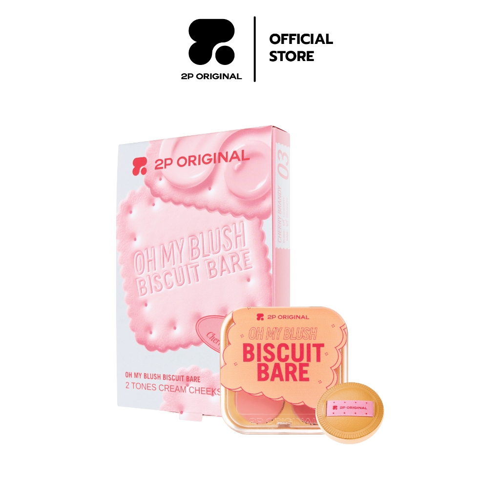 OH MY BLUSH BISCUIT BARE บลัชนัวร์ 2in1 #บลัชบิสกิต2P #ohmyblushbiscuitbare  (5 Colors) 3.6g.