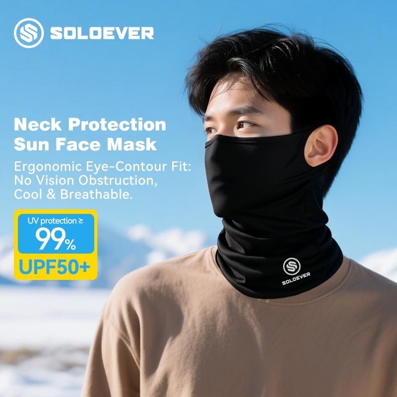 SOLOEVER ผ้าคลุมหน้ากันแดดผู้ชาย  Half Mask UPF50+ ผ้าแห้งไว ผ้าไหมน้ำแข็ง ป้องกันรังสียูวี เหมาะสำหรับกิจกรรมกลางแจ้ง