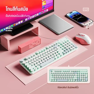 OLYPS Keyboard แป้นไทย คีย์บอร์ดมีสาย เสียงเบา โทนสีทันสมัย ป้องกันฝุ่นและน้ำกระเด็น