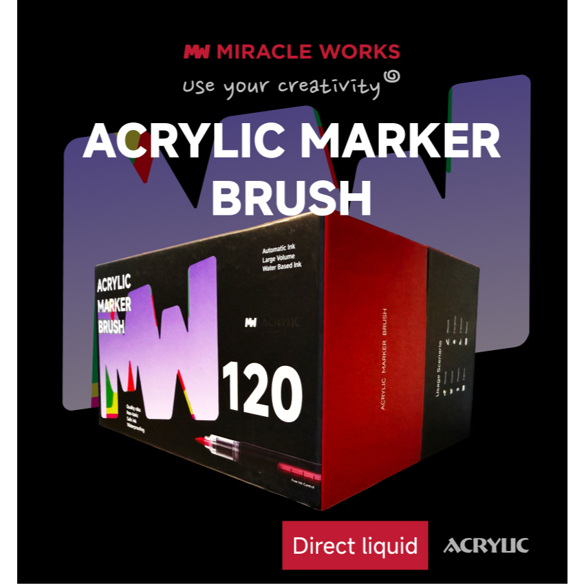 MW ปากกาอะคริลิค 60/80/120 สี ปากกามาร์กเกอร์อะคริลิค Acrylic marker กันน้ำ หมึกพิมพ์เนียน หัวนุ่ม อ