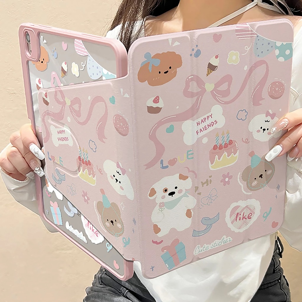 ⭐พร้อมส่ง⭐เคส Samsung Tab S11 S9 หมุนได้ 360° หมีโบว์ริบบิ้น S10+ S10FE S9+  มีที่ใส่ปากกา S6 Lite