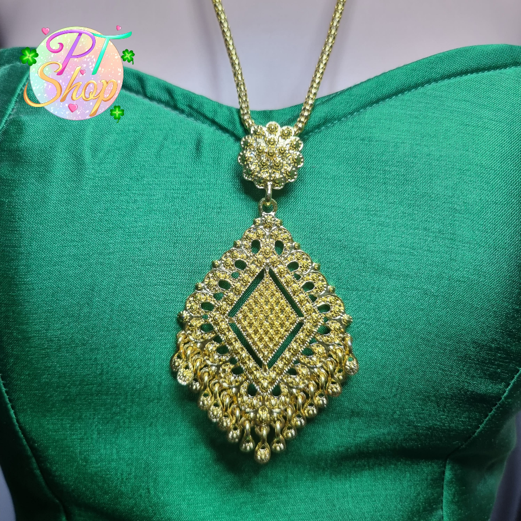 สร้อยคอพร้อมต่างหูสีทอง เครื่องประดับชุดไทยประยุกต์ PT Shop