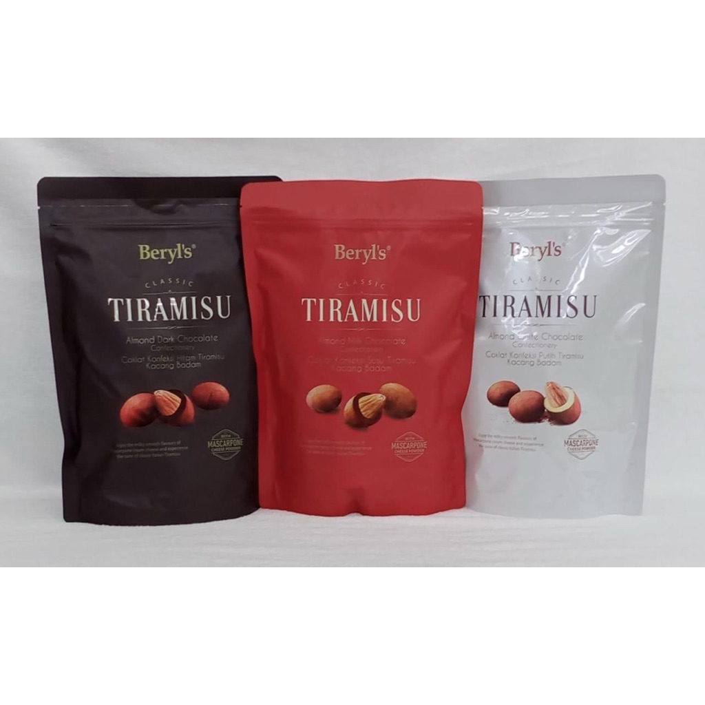 Beryl's Tiramisu Almond Chocolate 300 g. ช็อคโกแลตไส้อัลมอนด์เคลือบผงทิรามิสุ มีประมาณ 50 กว่าชิ้น จากมาเลเซีย มีฮาลาลง