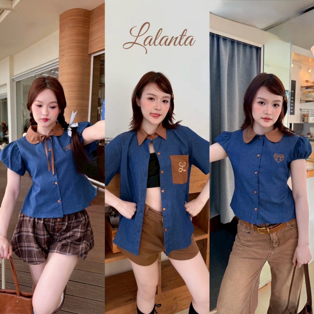 มีส่งด่วน  เสื้อครอป เสื้อเกาะอก ผ้ายีนเทียม #เสื้อยีน #กระโปรงยีน