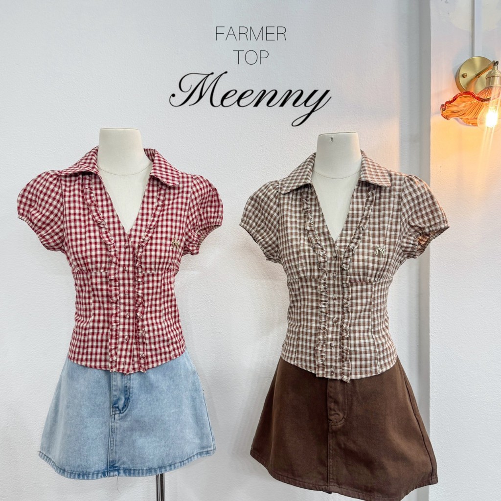 Meenny Closet | BT01 (มีSize) เสื้อคล้องคอลายสก็อต