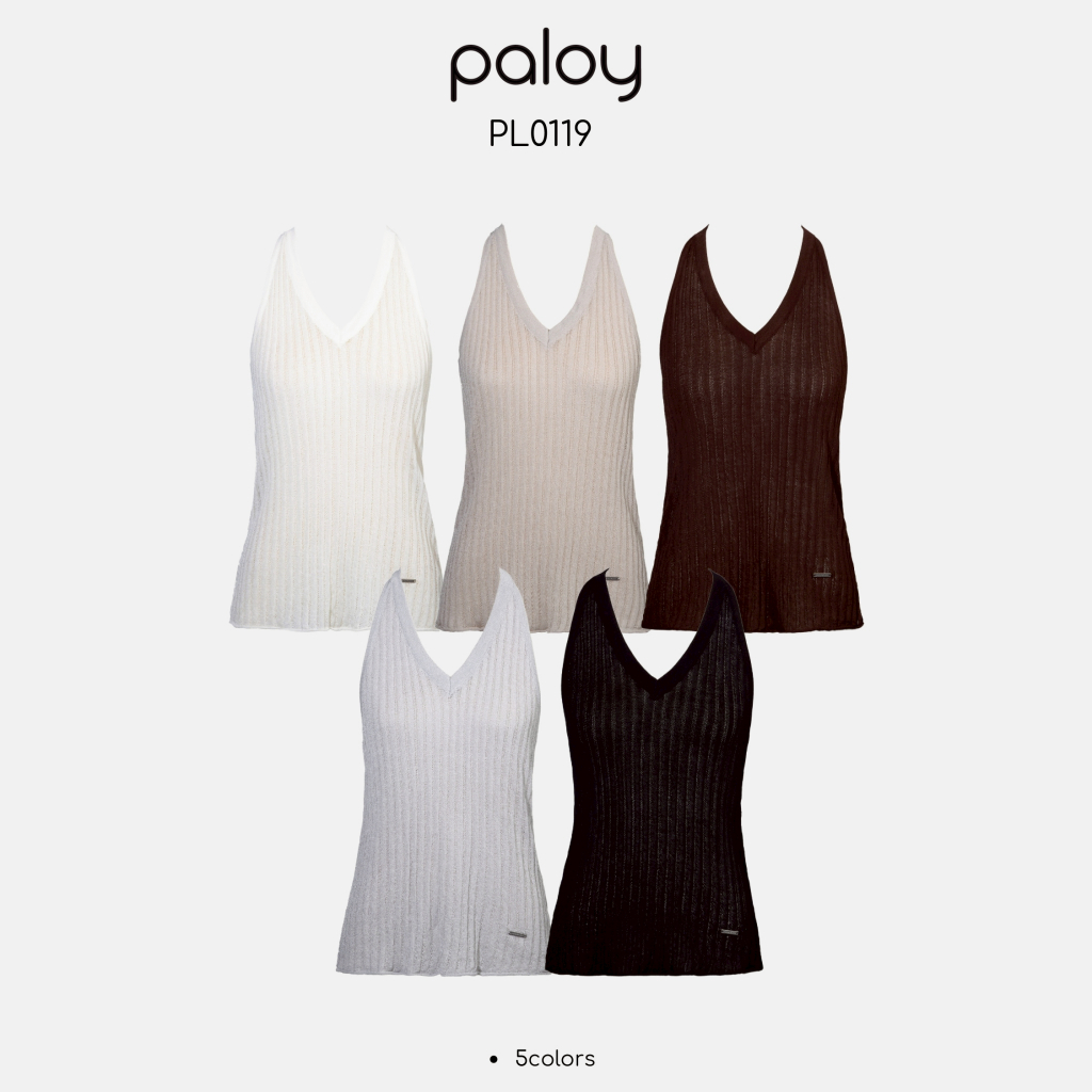 Paloy - PL0119 เสื้อไหมพรมแฟชั่นคล้องคอ ดีเทลอะไหล่ Paloy