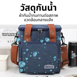 ถุงอาหารกลางวัน ถุงเก็บความเย็น กระเป๋าเก็บอุณหภูมิ 7.3L ความจุสูง พับเก็บง่าย ปิกนิก อาหารกลางวัน