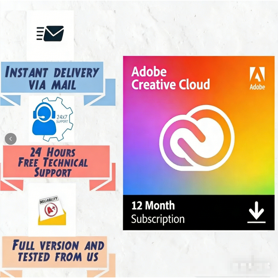 Adobe Creative Cloud All Apps | 1-Year Subscription Genuine License (Adobe Education Team Plan )