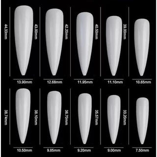เล็บมือPVC รหัส29 ทรงแหลมยาวมาก มี 500 ชิ้น เบอร์ 0-9 สินค้าพร้อมส่ง