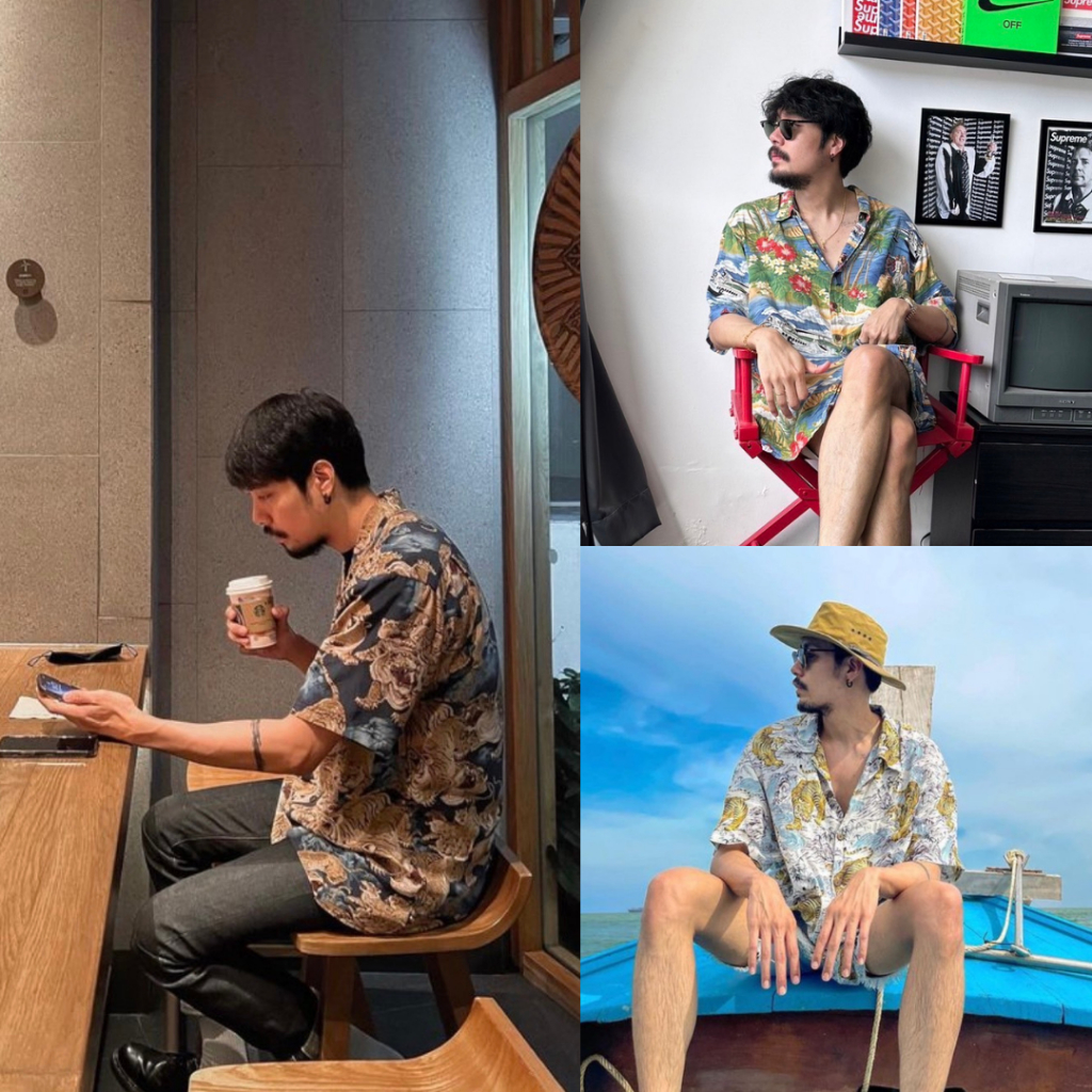 BAYSTORE เสื้อฮาวาย เสื้อเชิ้ตแขนสั้น สไตล์เกาหลีมาแรง