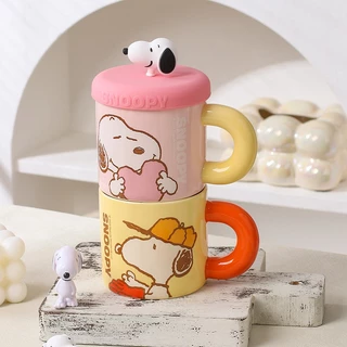 【ของแท้】Snoopy สนูปปี้ แก้วเซรามิก แก้วมัค 360ml แถมฝา ลายน่ารัก ของขวัญวันหยุด ใช้ทุกวัน ส่งฟร