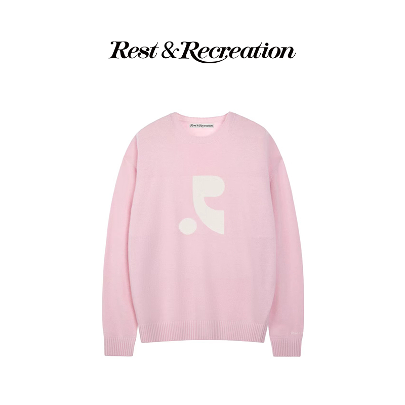 Rest and Recreation🇰🇷 RR Logo Knitwear เสื้อสเวตเตอร์ถักลายจาการ์ดทรงหลวม