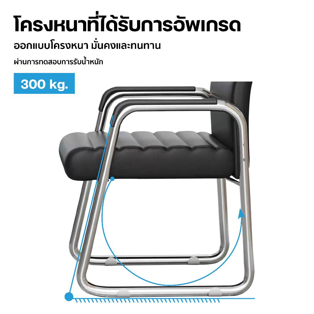 เก้าอี้สำนักงานหนัง เก้าอี้ทำงาน Office Chair ห้องประชุม เก้าอี้ทำงาน ขาเหล็ก พนักพิงหลัง ฐานกว้าง นั่งสบาย แข็งแรง ราคา ถูกที่สุด ดีลบีเคเค แกลเลอรีภาพที่ 7