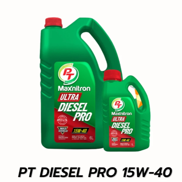 น้ำมันเครื่องดีเซลกึ่งสังเคราะห์ PT Maxnitron Ultra Diesel Pro Semi-Synthetic (15W- 40) 6 ลิตร+ฟรี 1